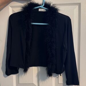 Calvin Klein Black Jacket with Faux Fur Collar